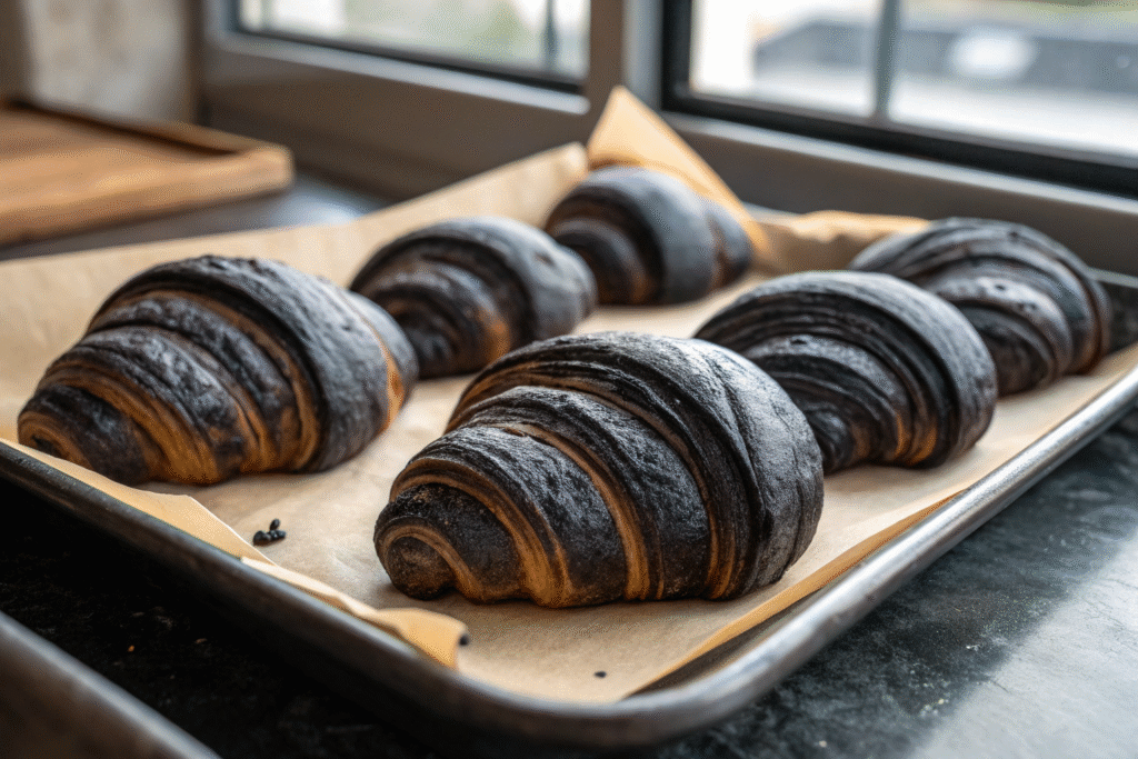 Charcoal croissants with stable color
