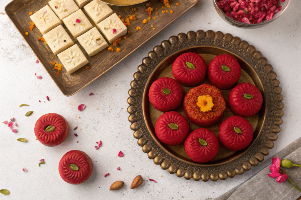 Monascus-colored Indian sweets