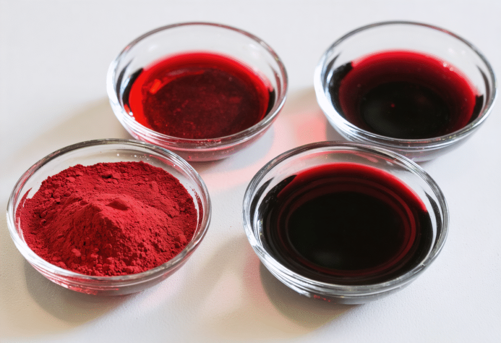 Natural red pigment comparison