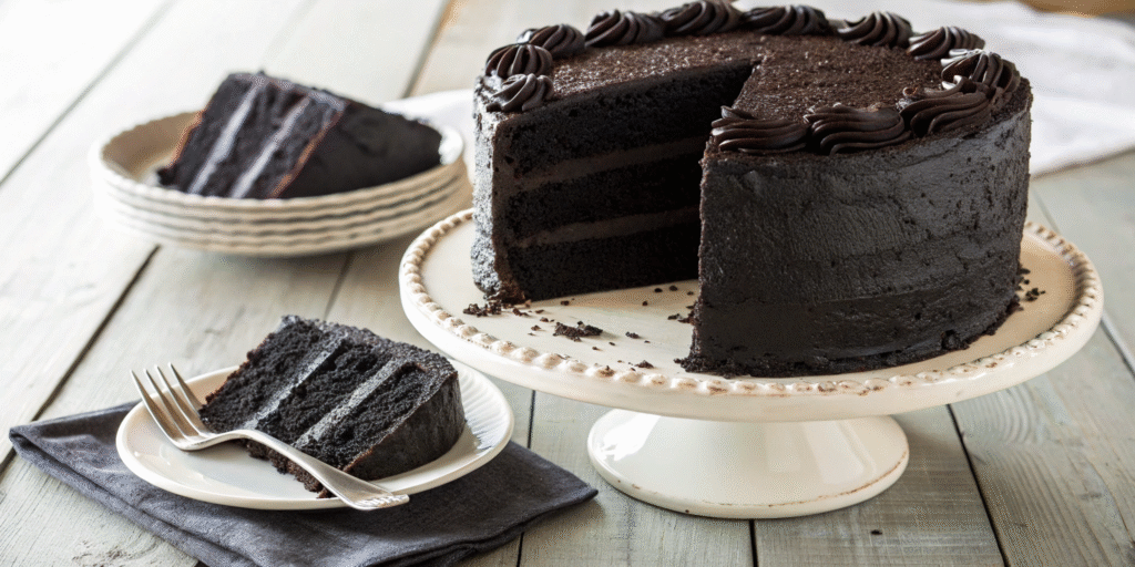 Black velvet cake slice